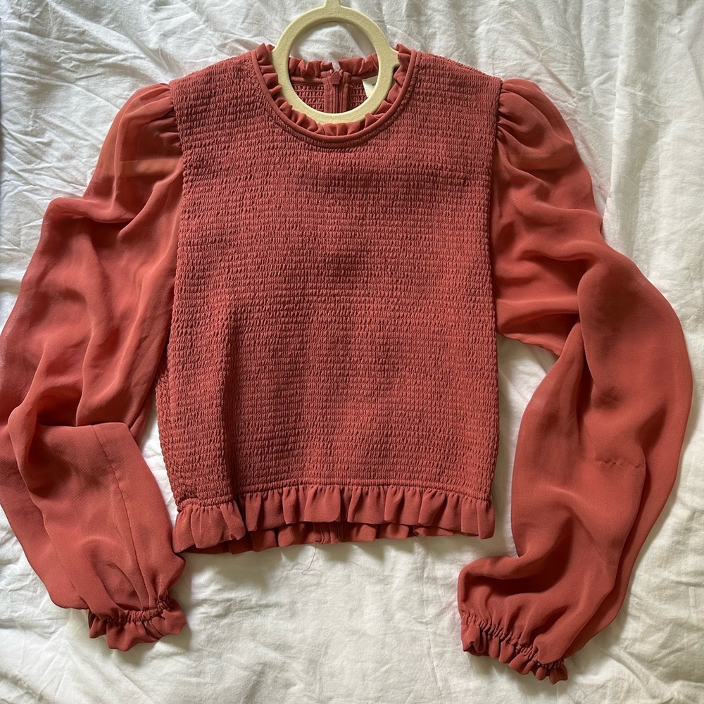 Wilfred by Aritzia Tempest Blouse in Dusty Rose, Size Small
